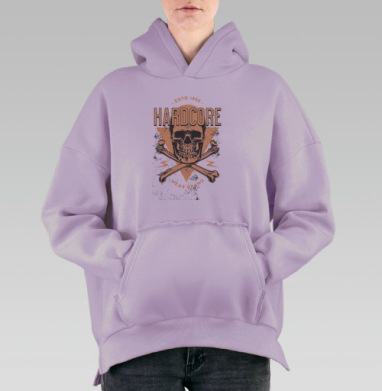 Скелет хардкор череп кости навсегда, Hoodie Oversize Fiolet, утепленная
