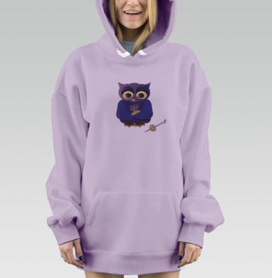 Сова с малышом в объятиях тепло уютно, Hoodie Mjhigh Dig Mel, Fiolet, утепленная