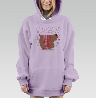 Милый спаниель в зимнем шарфе и носочках, Hoodie Mjhigh Dig Mel, Fiolet, утепленная