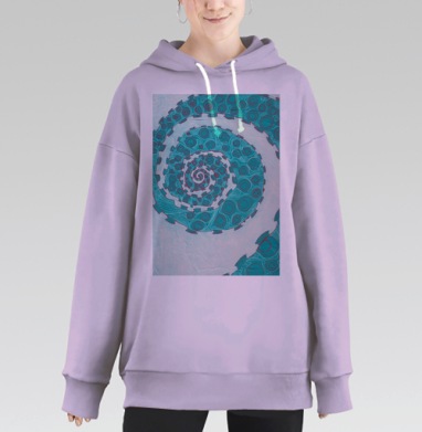 Спиральное движение бирюзовое вращение волн, Hoodie Long Oversize Fiolet