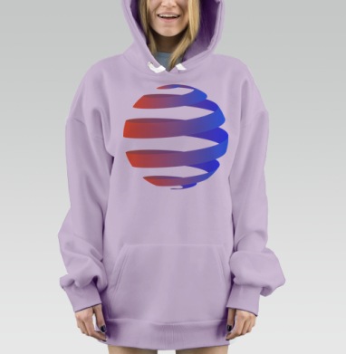 Спиральное движение ленты плавный переход синего розового, Hoodie Mjhigh Dig Mel, Fiolet, утепленная