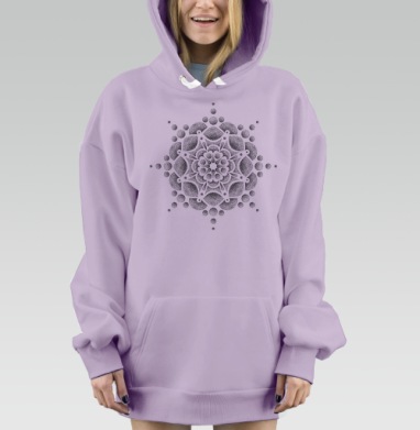 Стилизованный цветок, Hoodie Mjhigh Dig Mel, Fiolet, утепленная