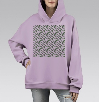 Свежие Зелёные Хвоинки Ветки На, Hoodie Mono Fiolet, оверсайз, утепленная