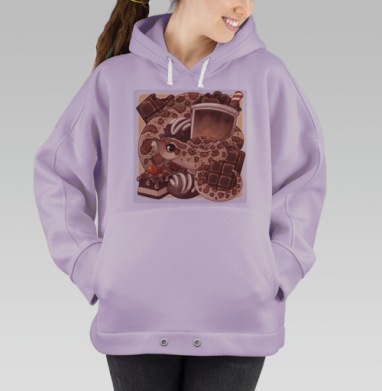 Свиноносый ужик в компании сладких вкусняшек, Hoodie Oversize Fiolet