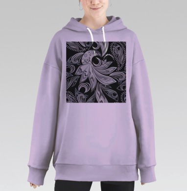 Свободная серая птица летит парит в облаках, Hoodie Long Oversize Fiolet