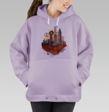 Techno Businessman Music will save the world / Техно бизнесмен style of living, Hoodie Oversize Fiolet