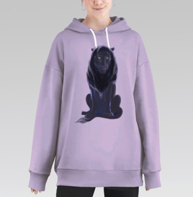 Темный Лев Сила Загадочность, Hoodie Long Oversize Fiolet