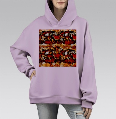 Тёплая абстрактная геометрия гор и каньона ржавый цветовой тренд 2021, Hoodie Mono Fiolet, оверсайз, утепленная