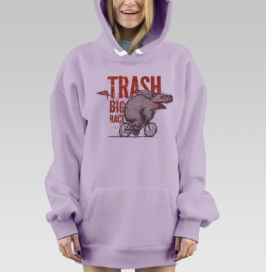 Trash BIG RACE, Hoodie Mjhigh Dig Mel, Fiolet, утепленная