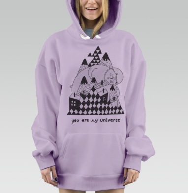Ты моя вселенная, Hoodie Mjhigh Dig Mel, Fiolet, утепленная