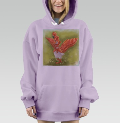 Птица в костюме фламинго с розовыми крыльями, Hoodie Mjhigh Dig Mel, Fiolet, утепленная