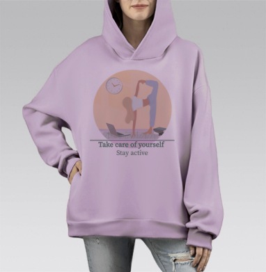 Утренняя зарядка, Hoodie Mono Fiolet, оверсайз, утепленная
