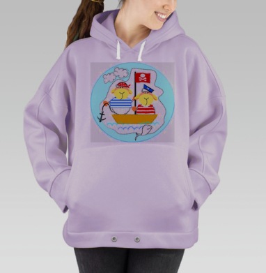 Веселые овечки пираты на корабле море волны, Hoodie Oversize Fiolet