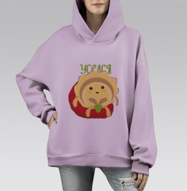 Веселый пельмень уселся в красном кресле уселся пельмень, Hoodie Mono Fiolet, оверсайз, утепленная