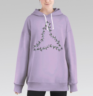Веточки белладонны с ягодами зеленым коричневым бордовым серым, Hoodie Long Oversize Fiolet