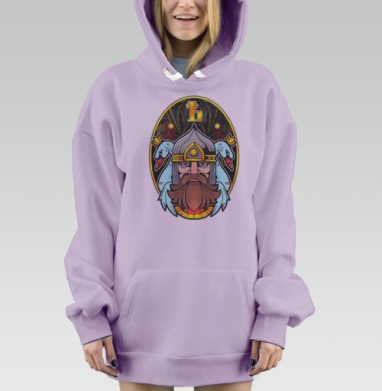 Викинг с лебедями и буквой Б в шлеме, Hoodie Mjhigh Dig Mel, Fiolet, утепленная