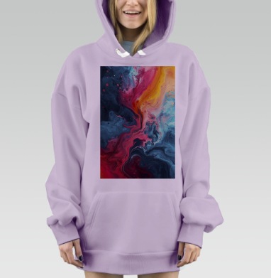Яркая абстракция синие красные оттенки на подушке, Hoodie Mjhigh Dig Mel, Fiolet, утепленная