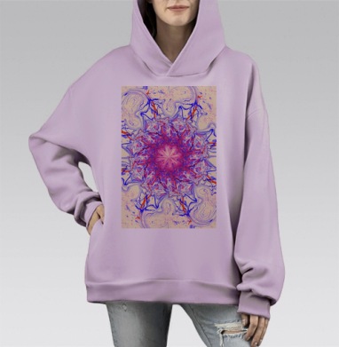 Яркая Абстрактная Вспышка Синего Розового Пульса, Hoodie Mono Fiolet, оверсайз, утепленная