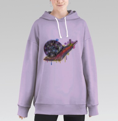 Яркая акварельная улитка медленное движение лучшая коллекция, Hoodie Long Oversize Fiolet