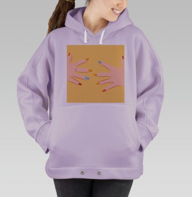 Яркие женские руки маникюрный акцент, Hoodie Oversize Fiolet