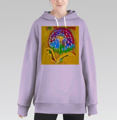 Яркий одуванчик абстрактная фовистская природа летнее настроение, Hoodie Long Oversize Fiolet