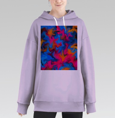 Яркое Абстрактное Слияние Синего Розового Оранжевого, Hoodie Long Oversize Fiolet