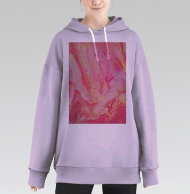 Яркое движение розового красного жёлтого цвета, Hoodie Long Oversize Fiolet