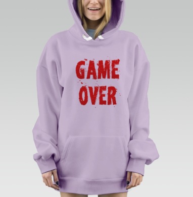 Завершающая надпись игра окончена с красным текстом на черном фоне, Hoodie Mjhigh Dig Mel, Fiolet, утепленная