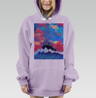 Зайцы формируют пирамиду на лодке в бурной воде, Hoodie Mjhigh Dig Mel, Fiolet, утепленная