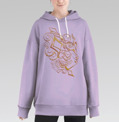 Золотой орнамент с игральными костями и картами, Hoodie Long Oversize Fiolet