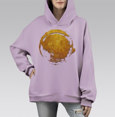 Золотой круг на темно синем фоне золотой круг на темно синем фоне, Hoodie Mono Fiolet, оверсайз, утепленная