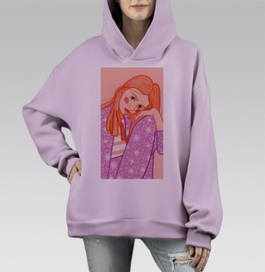 Звёздная пижама уютная меланхолия нежности, Hoodie Mono Fiolet, оверсайз, утепленная