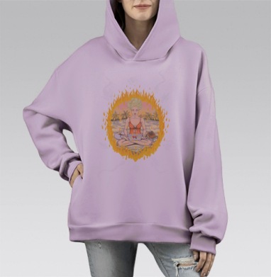 Абсолютный покой под защитой Касперского., Hoodie Mono Fiolet, оверсайз, утепленная