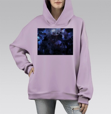 Абстракция Зоопарк, Hoodie Mono Fiolet, оверсайз, утепленная
