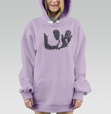 Абстрактный человек руки голова геометрия, Hoodie Mjhigh Dig Mel, Fiolet, утепленная