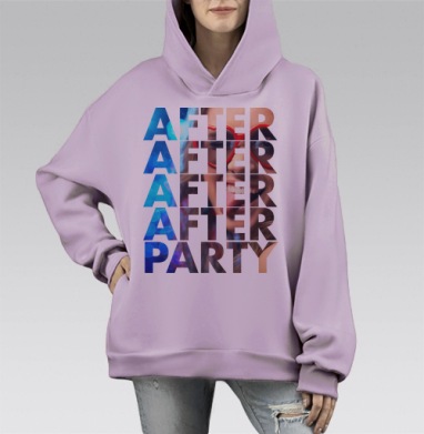 Афтер парти, Hoodie Mono Fiolet, оверсайз, утепленная