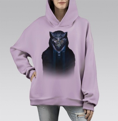 Альфа Волк, Hoodie Mono Fiolet, оверсайз, утепленная