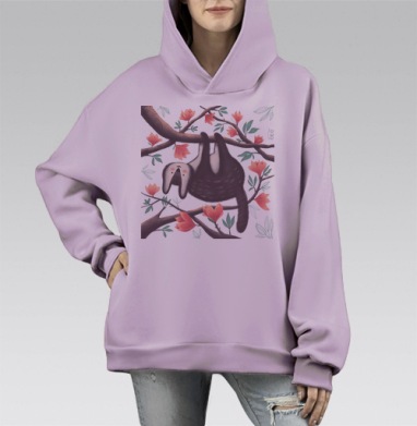 Александр Сергеевич Ушкин в магнолиях, Hoodie Mono Fiolet, оверсайз, утепленная