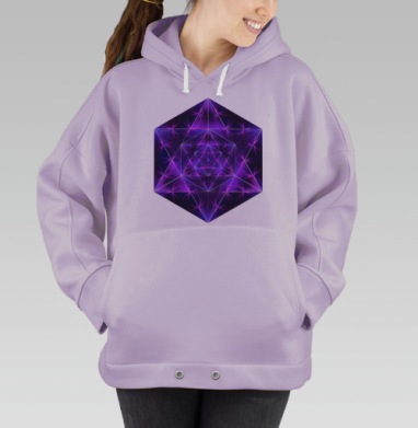 Алхимический Куб Метатрона Меркаба светящаяся фигура, Hoodie Oversize Fiolet