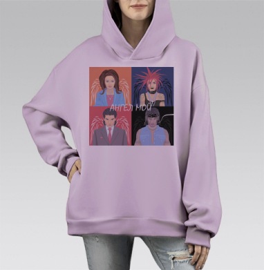 Ангел мой, Hoodie Mono Fiolet, оверсайз, утепленная