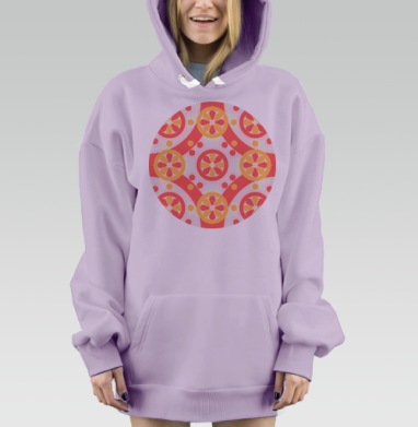 Апельсиновая абстракция с коралловым оранжевым ярким тонким, Hoodie Mjhigh Dig Mel, Fiolet, утепленная