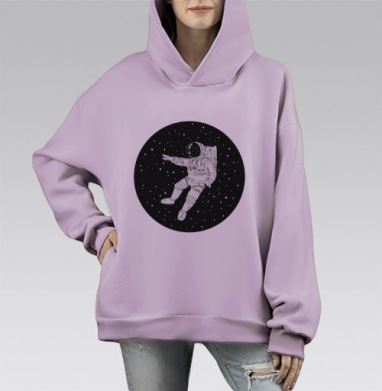 Астронавт в космосе, Hoodie Mono Fiolet, оверсайз, утепленная