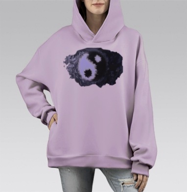 Баланс, Hoodie Mono Fiolet, оверсайз, утепленная