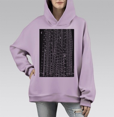 Бамбуковый город, Hoodie Mono Fiolet, оверсайз, утепленная