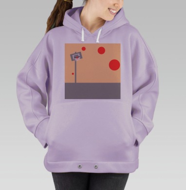 Баскетбольный мяч летит в корзину Баскетбол на, Hoodie Oversize Fiolet