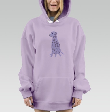 Белая далматинская собака на сером фоне далматинская собака на сером фоне, Hoodie Mjhigh Dig Mel, Fiolet, утепленная