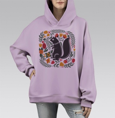 Белочка, Hoodie Mono Fiolet, оверсайз, утепленная
