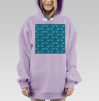 Бирюзовые цапли и тростник узор бирюзовые цапли и тростник, Hoodie Mjhigh Dig Mel, Fiolet, утепленная