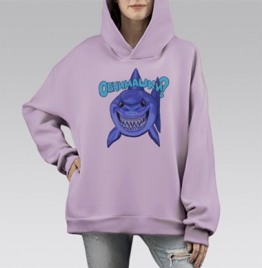 Большая акула, Hoodie Mono Fiolet, оверсайз, утепленная