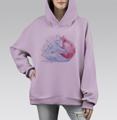 Большая любовь, Hoodie Mono Fiolet, оверсайз, утепленная